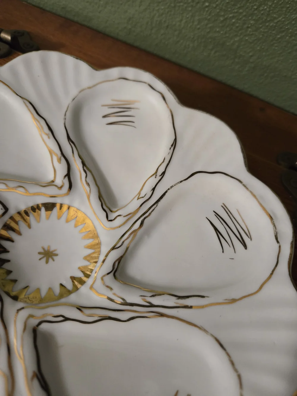 Victoria Karlsbad Austria White and Gold Porcelain Oyster Plate